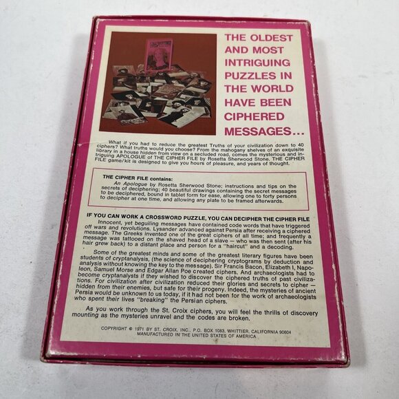 Vintage 1971 The Cipher File St. Croix Inc Cipher Kit Puzzle Game Complete - Picture 7 of 7